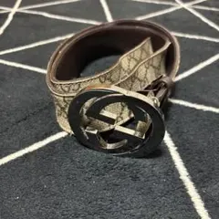 ふ*や様 GUCCI ロゴバックル ベルト ベージュ/ブラウン