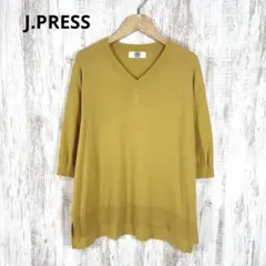 美品 J.PRESS ジェイプレス Vネック リネン チュニック ニット