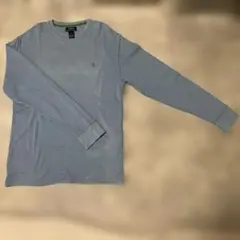 ポロ ラルフローレン ワッフル サーマル ロンT 刺繍ロゴ ブルー US規格XL