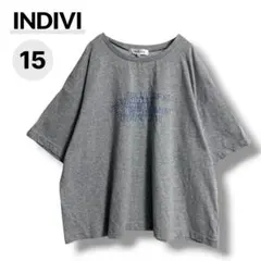 【美品】INDIVI 半袖 Tシャツ 15 グレー ロゴプリント 大きいサイズのサムネイル