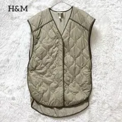 エイチアンドエム　H&M ダウンベスト　キルティング　カーキ　ノースリーブ　羽織