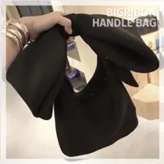新品｜ビッグリボン ハンドルバッグ ショルダーバッグ 黒 きれいめ レディース
