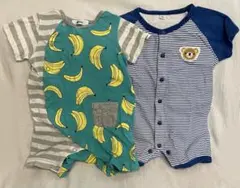 べべ　eBABY バナナ柄　ロンパース　半袖　2枚セット　クマ　ボーダー　70のサムネイル