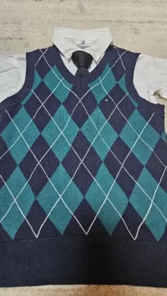 【七五三・卒服に】トミー・ヒルフィガーベストと白ポロシャツセット