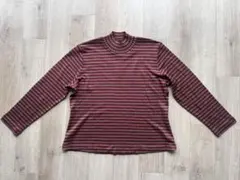 赤と白のストライプ ハイネック長袖トップス S