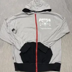 キン肉マン　バッファローマン ジップアップパーカー グレー/ブラック