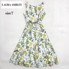 未使用 LAURA ASHLEY 花柄 ベルトリボン ノースリーブ ワンピース