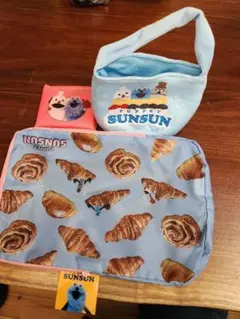 パペットスンスン　エコバッグピンク、圧縮ポーチ、ミニバック3点セット