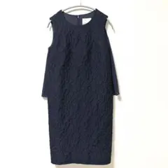 トロワズィエムチャコ　ジャガード　ノースリーブ　ワンピース　ドレス　ネイビー