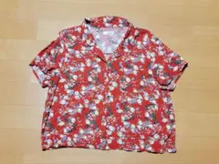 4L アロハシャツ 花柄 半袖シャツ 赤