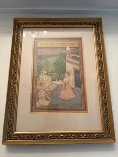 ペルシャ細密画、またはインド・ムガル様式を思わせる美しい人物画