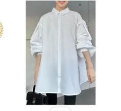 新品 ボンジュールサガン 裾フレアバルーンスリーブシャツブラウス