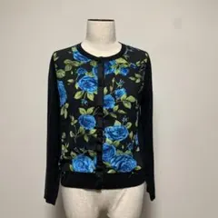♠️LEONARD(レオナール)♠️Lサイズ◆花柄◆長袖カーディガン 美品】レオナール 花柄 カーディガン ブラック Lサイズ相当 - メルカリ