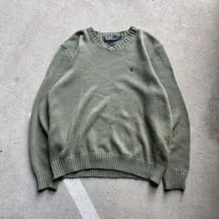 90s Polo by Ralph Lauren コットンニット　緑　古着