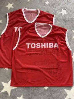 TOSHIBA 赤 ビブス 2着セット