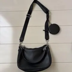 H&Mブラック ショルダーバッグ コインケース付き