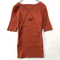 PAGEBOY バックオープン リブニット 半袖 トップス オレンジ F Y2K