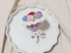 ハンドメイド/花束キーホルダー　ピンク1点 かぎ編み