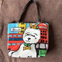 Harrods カラフル犬イラスト トートバッグ