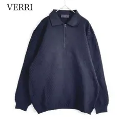 イタリア製 ハーフジップ ニット セーター VERRI ブラック 立体編 M相当