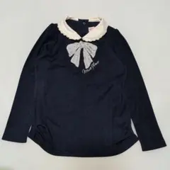 120★メゾピアノ★ロゴ＆リボンプリント！ニットカットソー★