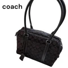 COACH　シグネチャー　キャンバス　ショルダーバッグ　黒　ブラック6097