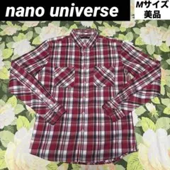 美品【値下げOK】nano universe チェックシャツ M 赤、レッド系のサムネイル