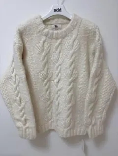 アイボリー ケーブルニットセーター 長袖
