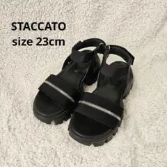 美品❣️STACCATO スタッカート 厚底 ストラップ ブラックサンダルのサムネイル