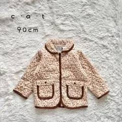 【c・a・t】キルティングジャケット　コーデュロイ　花柄　ベージュ　90cm