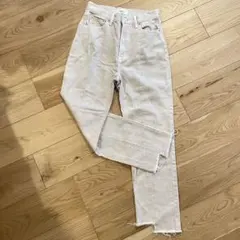 ミラオーウェン フロント裾段差加工デニムパンツ