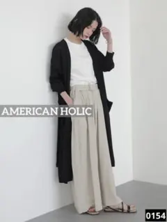 0154 AMERICAN HOLIC ニットロングカーディガン　ブラック