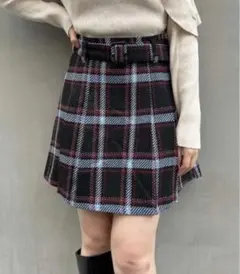 INGNI 共ベルト付チェック柄サイドプリーツミニスカート