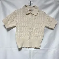 BBALJUNOCHO ケーブル編み半袖ポロニット
