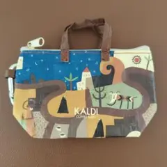 【美品】KALDI カルディ伝説柄 カラビナ付きミニバッグ ミニポーチ のみのサムネイル