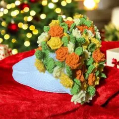 【一点物】直径86cm お花モチーフ ラウンドブランケット ベビーマット