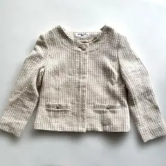 ナチュラルビューティーベーシックピンク ノーカラー S ツイード チェック