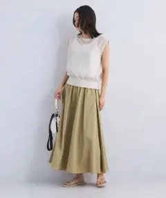 2025green label relaxingボリュームギャザーフレアスカート