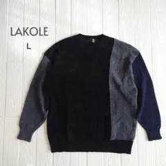 LAKOLE ラコレ 切替モール ニットプルオーバー セーター ブラック L