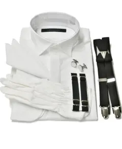 タキシード　ウィングカラーシャツ　【小物】カフス　サスペンダー　結婚式/披露宴