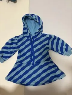 ストライプ フード付き裏起毛パーカー 90cm