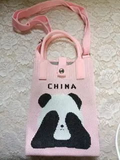 パンダ ミニ ショルダー バッグ ポシェット ピンク