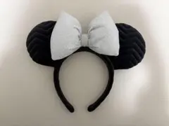 ディズニー ミニー リボンキルティングカチューシャ (黒×グレー)