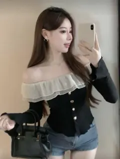 オフショル　長袖