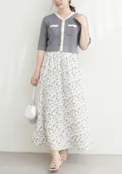 完売品】canami 配色ニットドッキングワンピース - メルカリ