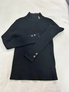 リブ編み ブラック タートルネック セーター