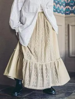 新品未使用品niko and.. MODE NORMレースパッチワークマキシSK