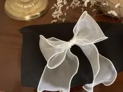 シフォン　オーガンジー　リボン　アイボリー　▷◁ ハンドメイド・新品