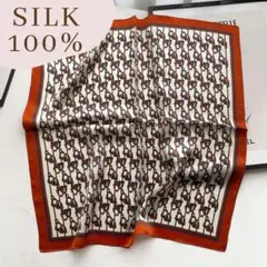 【新品】シルク100% スカーフ 53cm 正方形 トロッター風 レッド 高品質