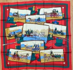 【美品】エルメス／カレ90　スカーフ／シルク／馬